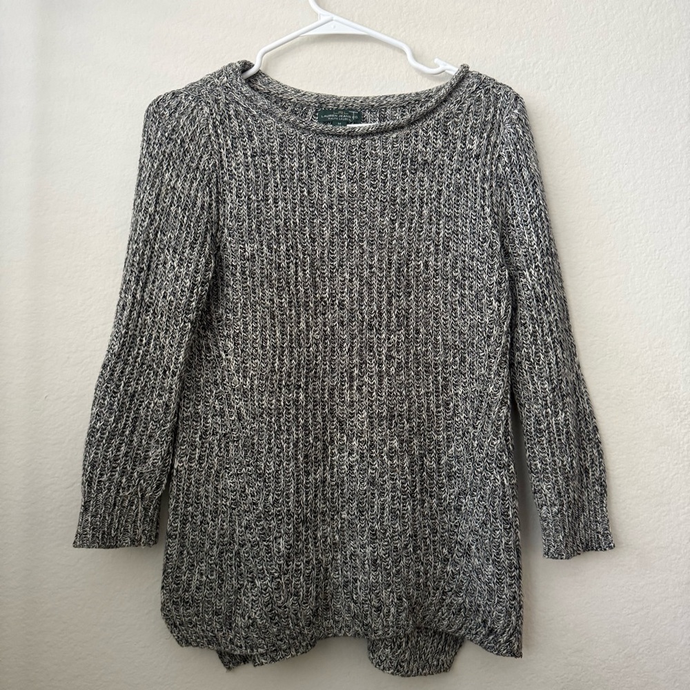 Ralph Lauren LRL Jeans Sweater Womens Medium Gray Knit Pull Over Casual Ladies